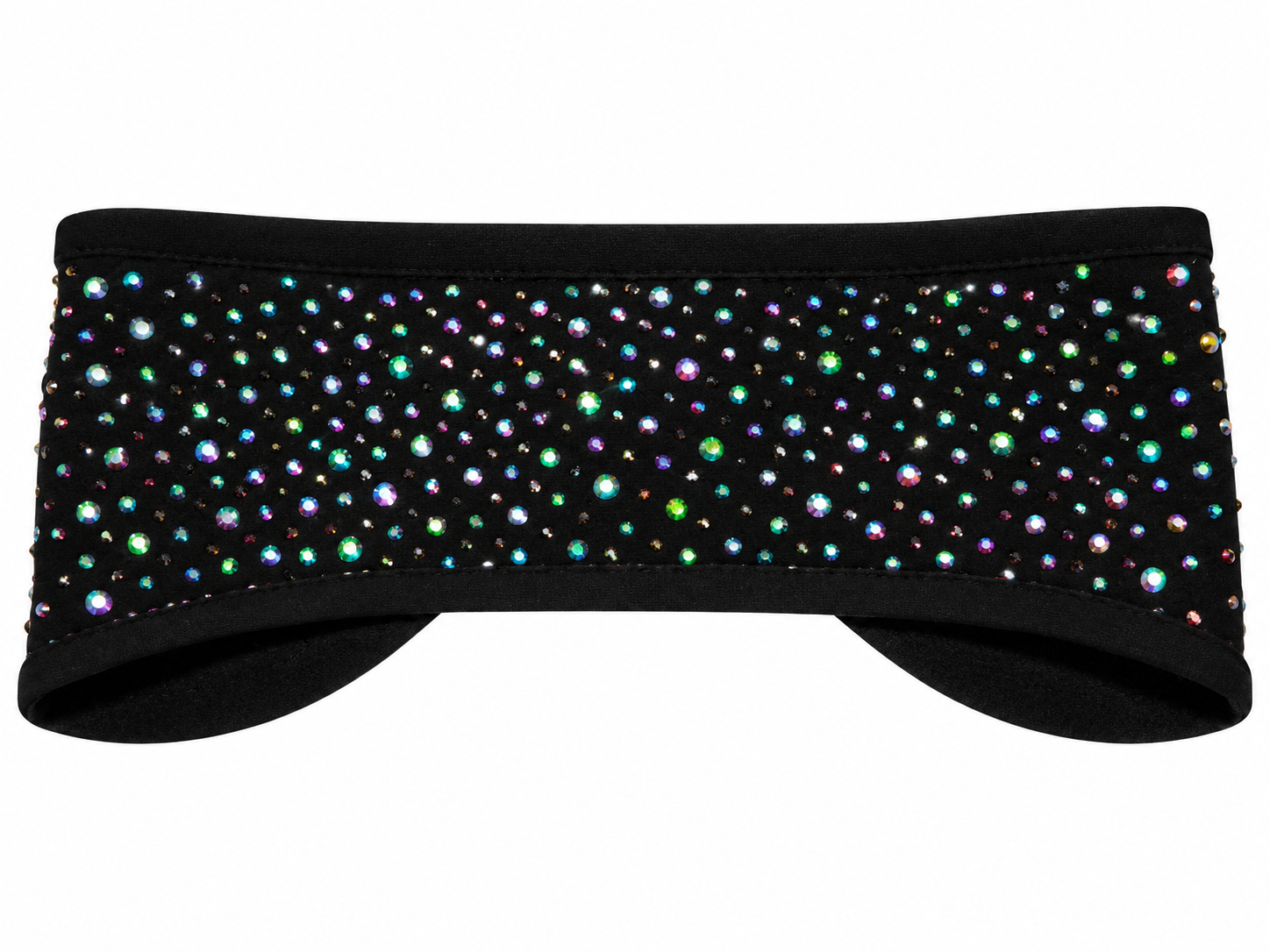 Black headband with iridescent rhinestones